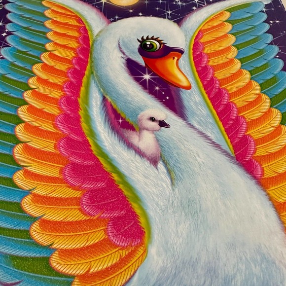 Lisa Frank Blanca The Swan Duck Glitter Folder Beautiful Preowned Condition - Picture 7 of 7